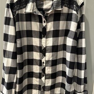 Faded Glory Buffalo Plaid Shirt with Embroidered Shoulders. Size XXL